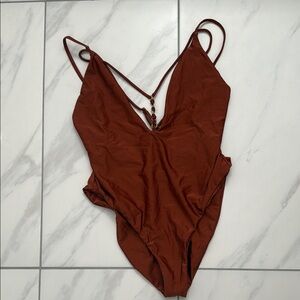 Rust Brown One-Piece Swimsuit